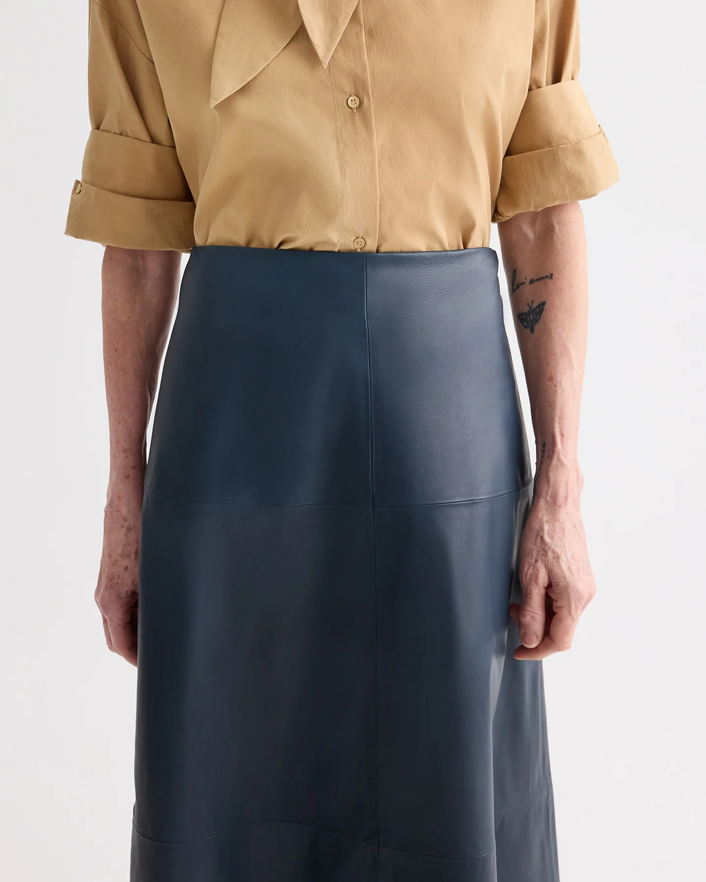 A-Line Skirt With Seams in Leather - Image 2