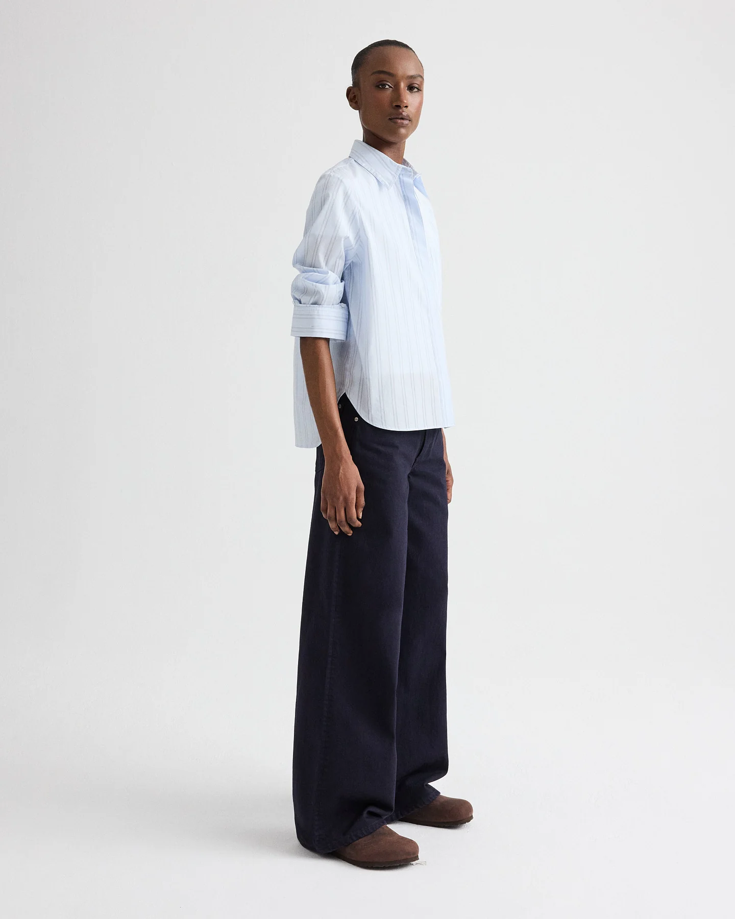 Boyfriend Shirt in Drop Needle Double Stripe - Image 4
