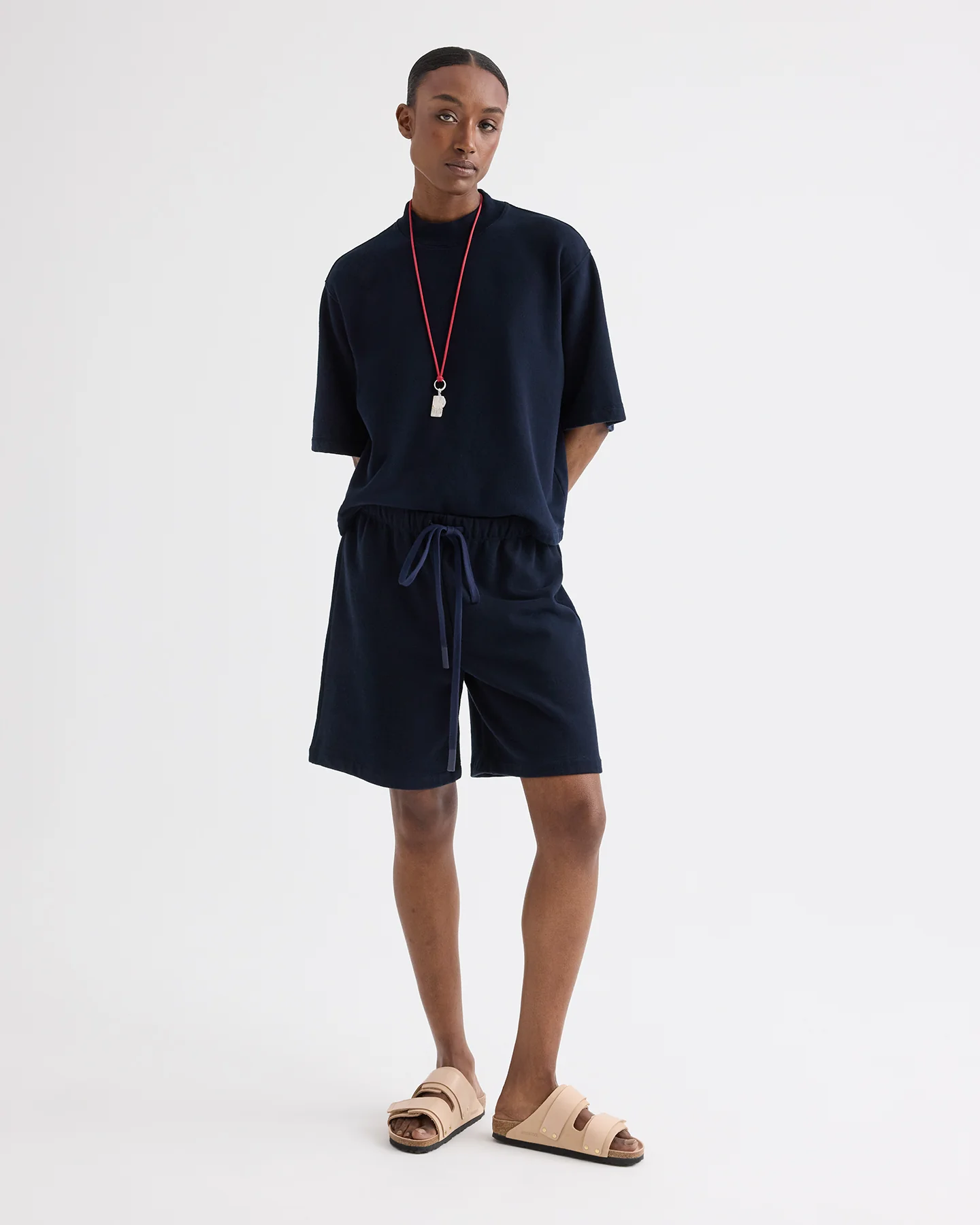 Cropped Mock Neck Tee in Lightweight Sweatshirt - Image 3