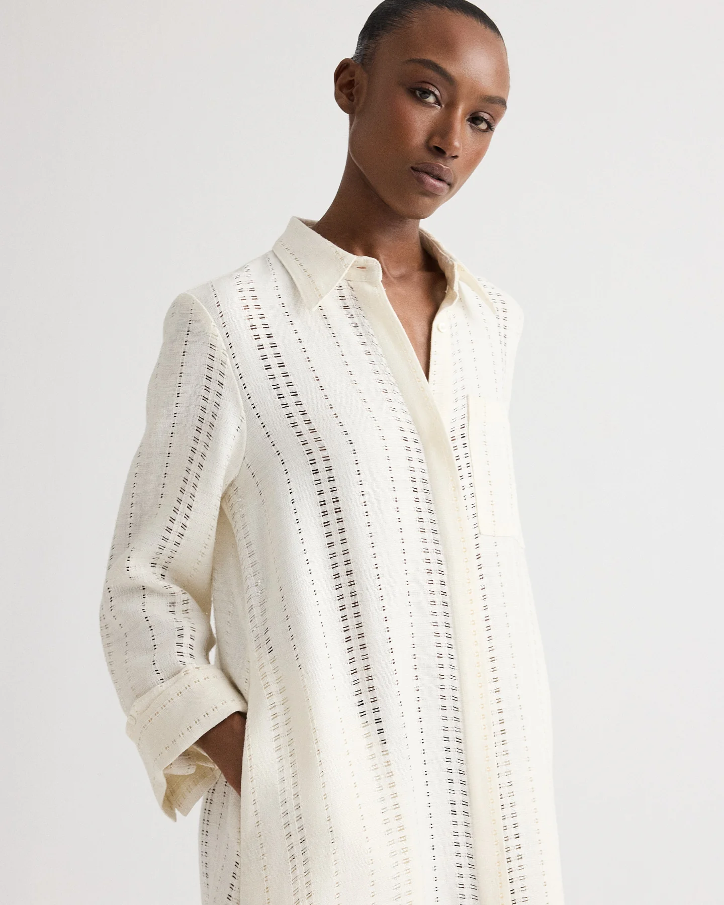 Jenny's Gown in Ladder Weave Linen - Image 2