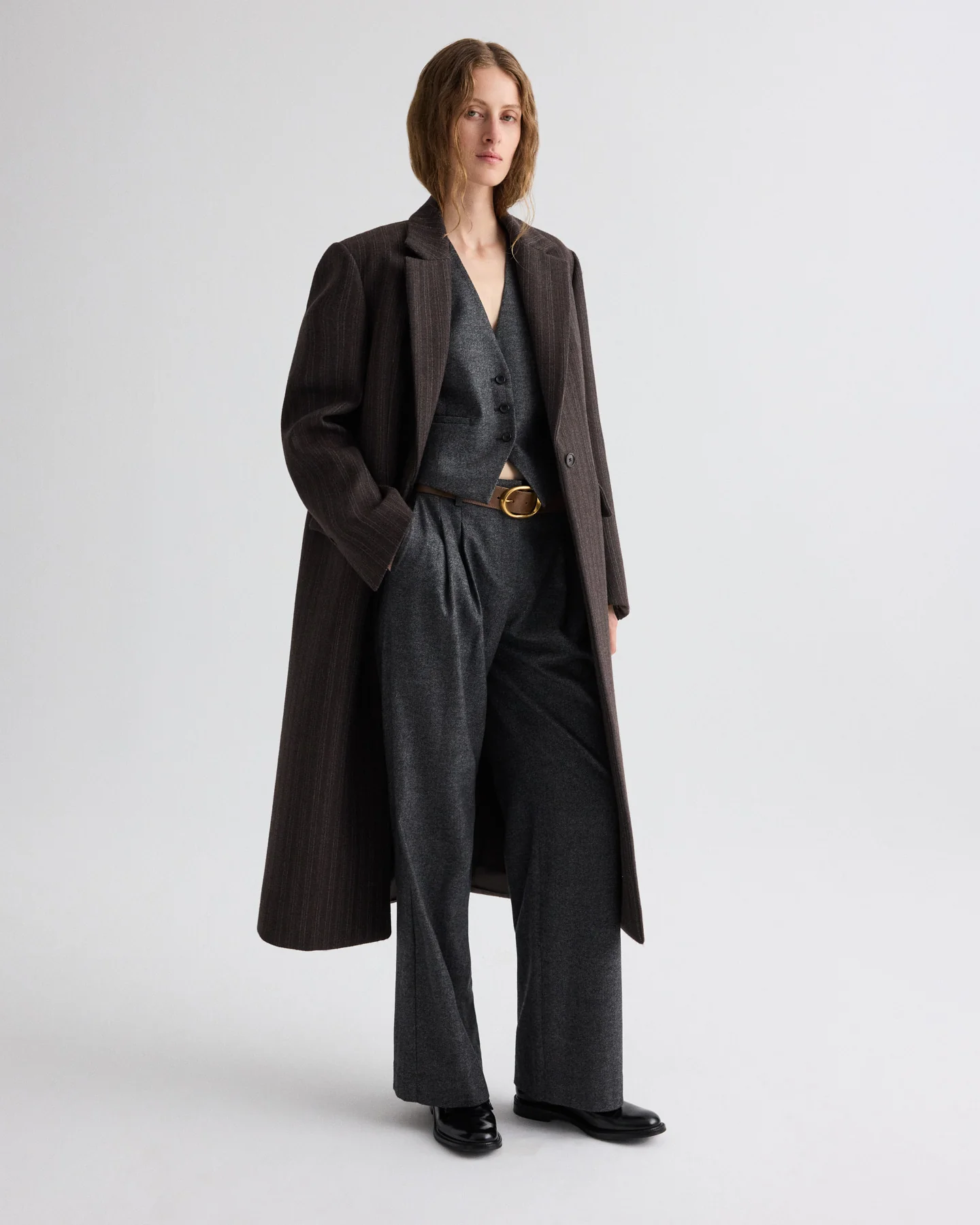 Mattie Coat in Dotted Stripe Suiting - Image 3