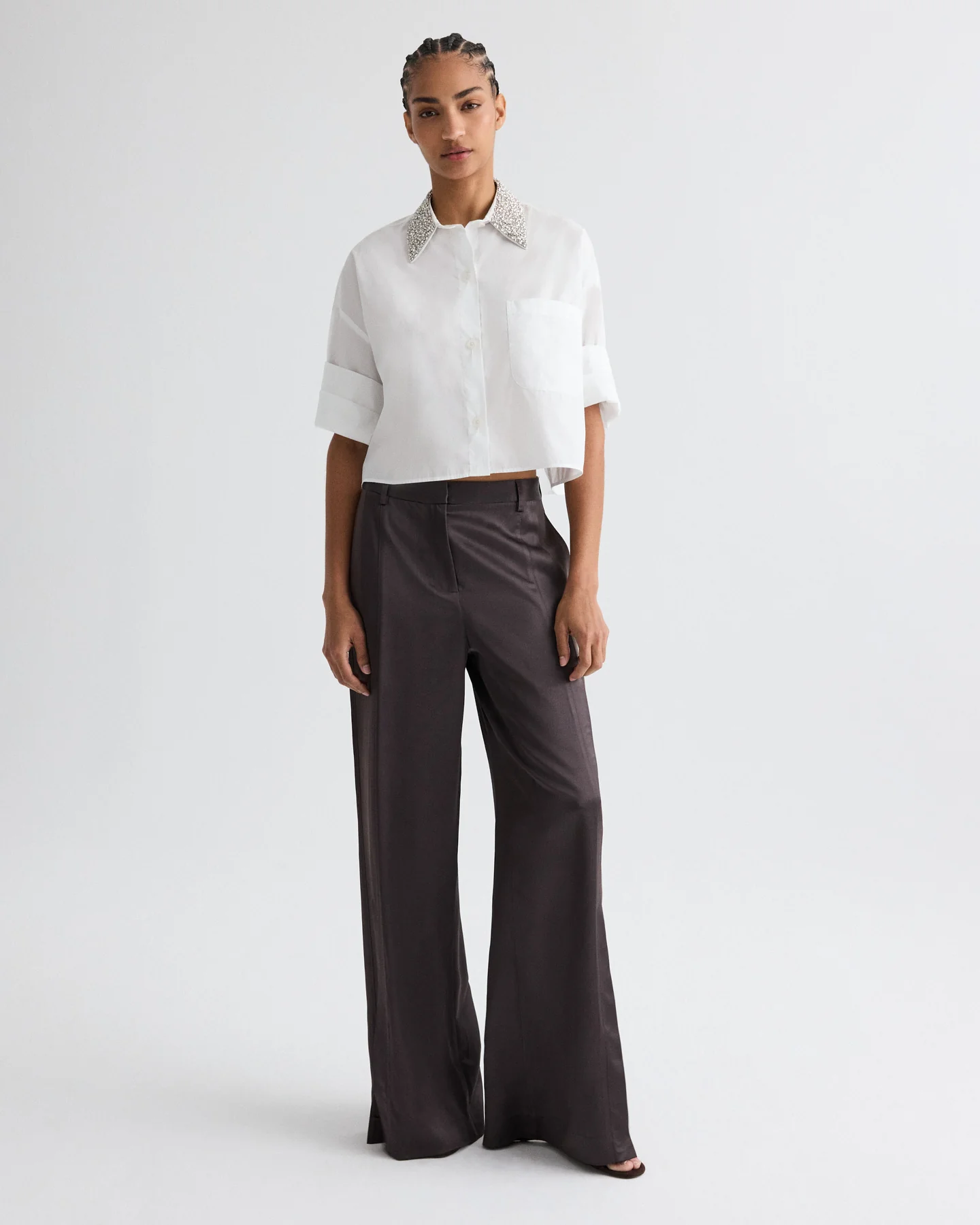 Next Ex Shirt with Crystal Collar in Super Compact Poplin - Image 3