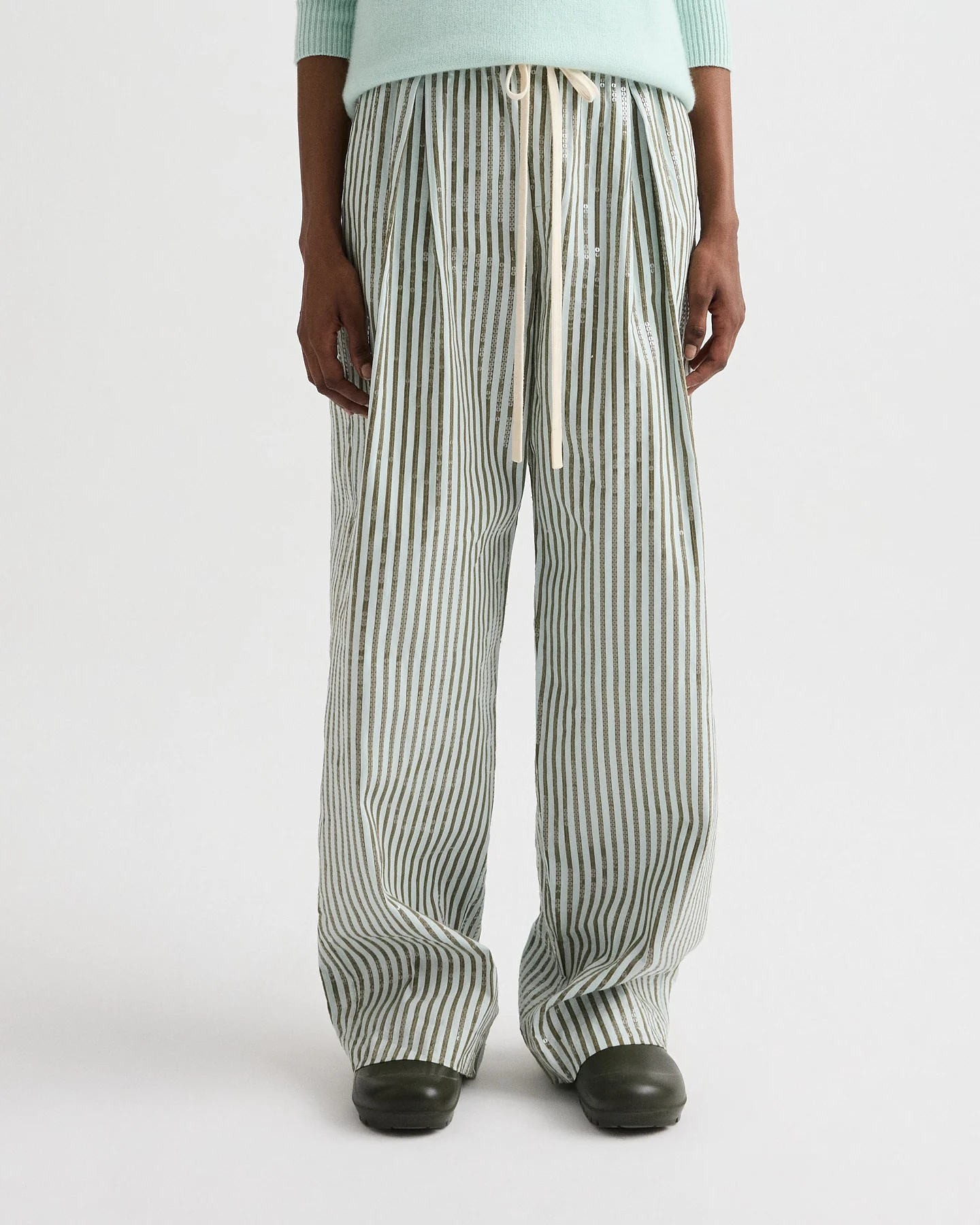 PJ Pant in Clear Sequin on Stripe - Image 2