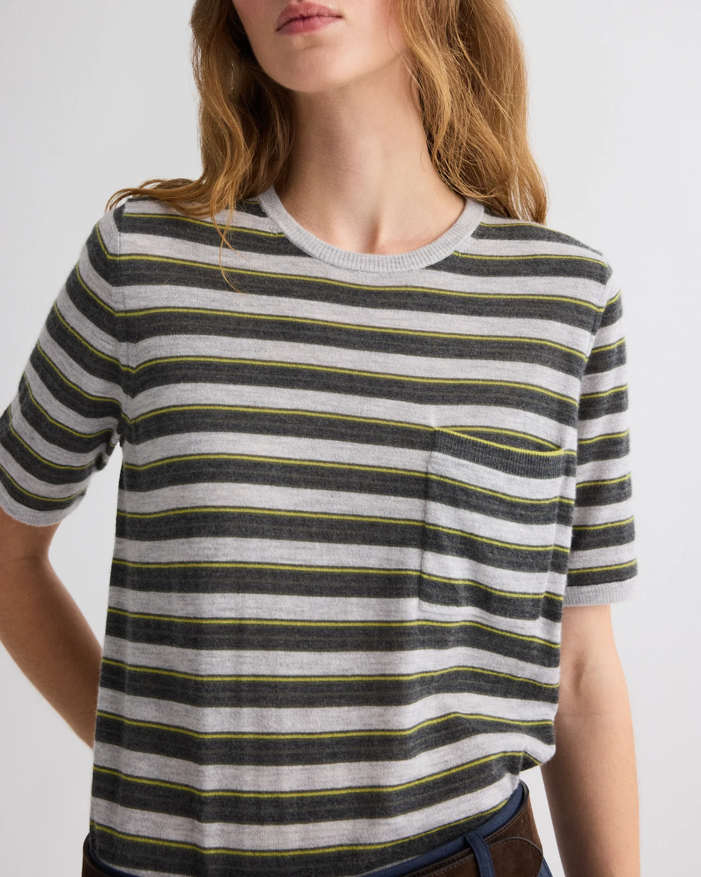 Striped True Crewneck in Superfine Cashmere