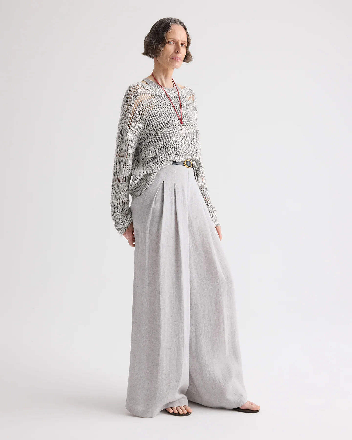 Wide Neck Long Sleeve Top in Linen Silk - Image 4